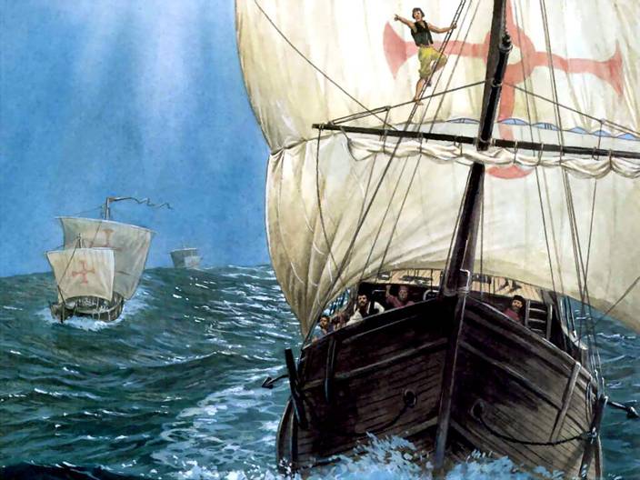 С мачты "Пинты" увидели землю